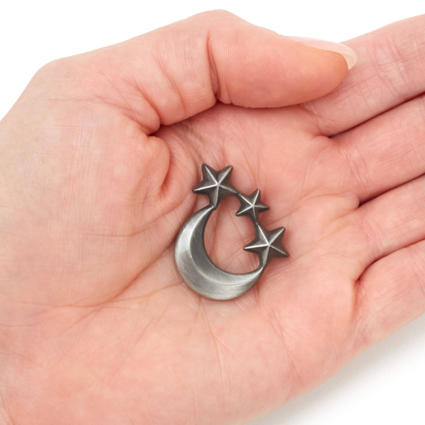 Crescent Moon With Stars Metal Wishing Token hand holding item image number 3
