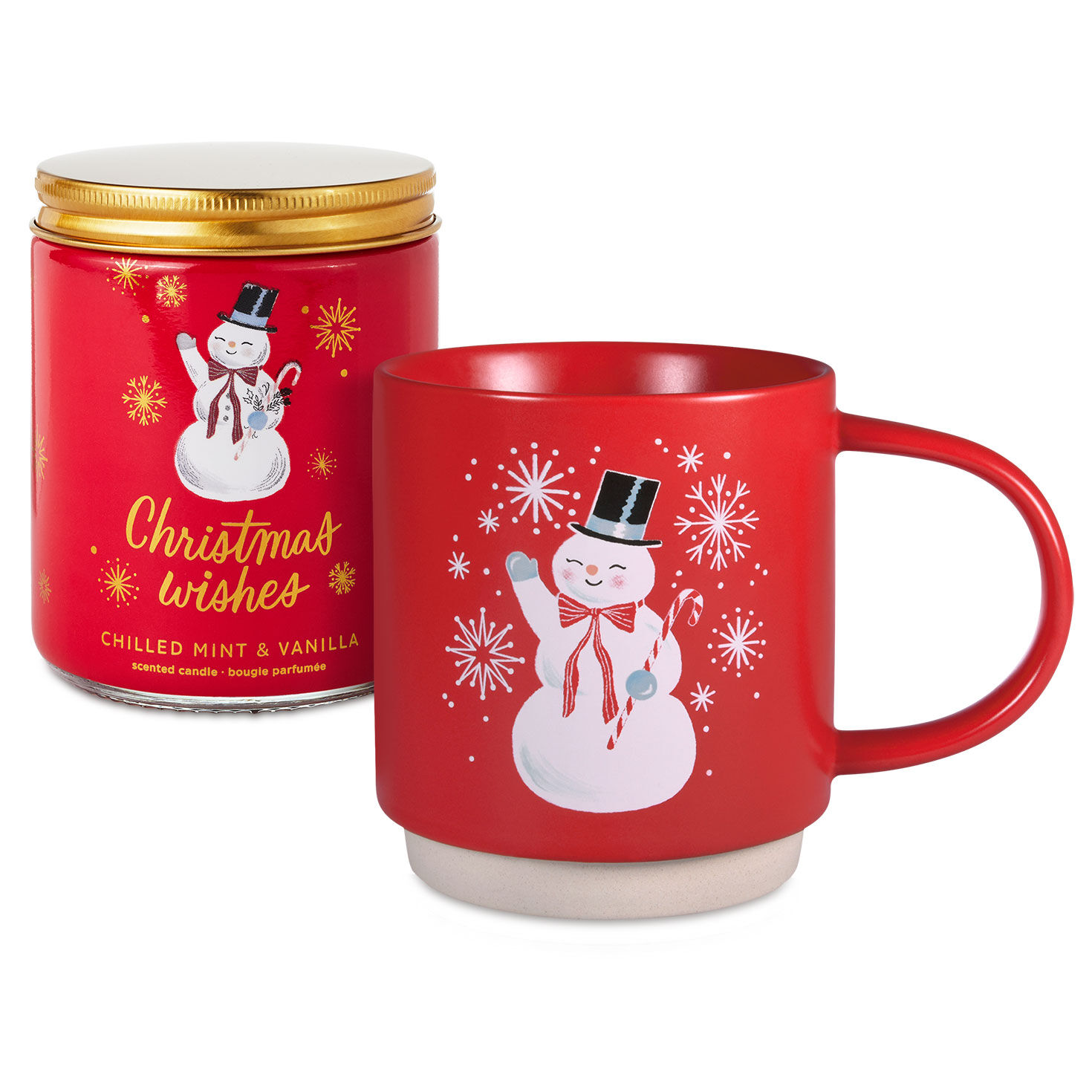 Christmas Wishes Snowman Candle and Mug Gift Set