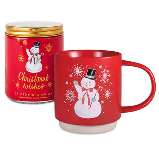 Snowman mug and candle gift set