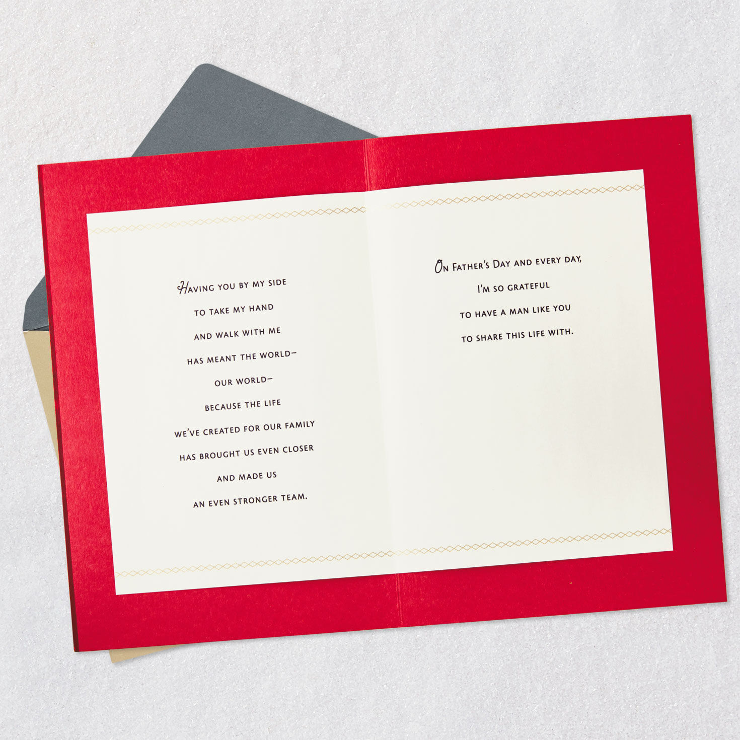 Red and Gold Plaid Father's Day Card Open Card with Envelope image number 4
