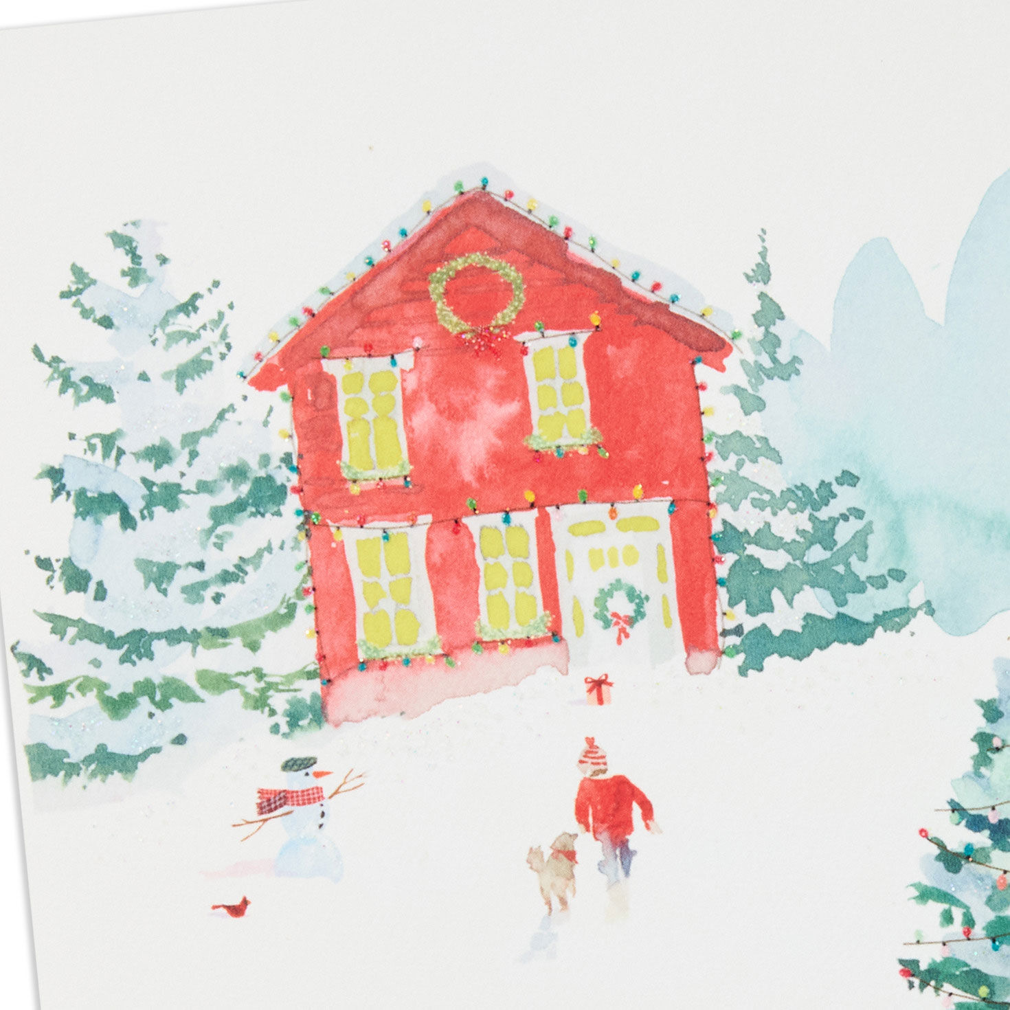 Red House in Snow Boxed Christmas Cards Cover Detail image number 5