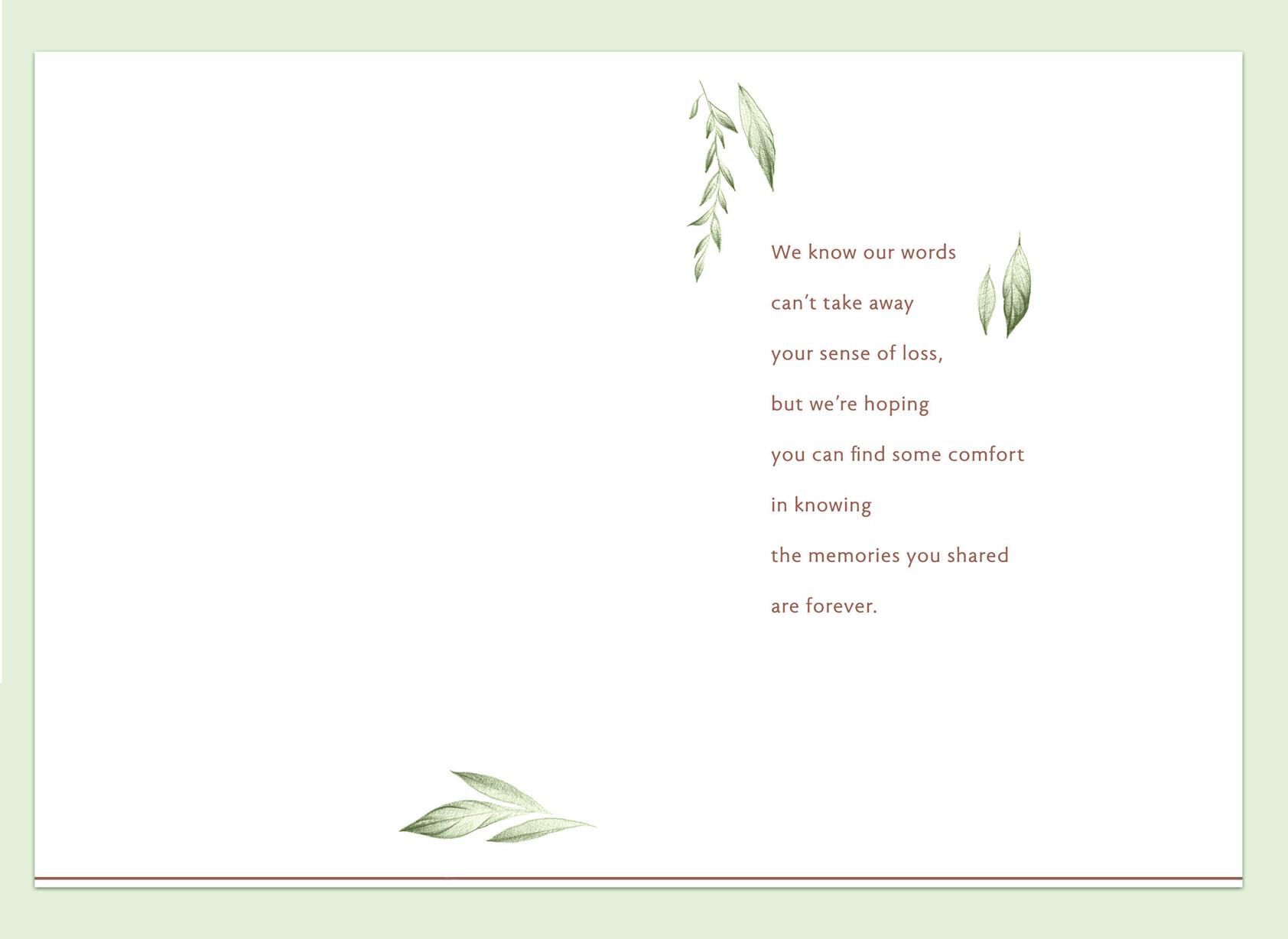 Shimmering Leaves Sympathy Card From Us
