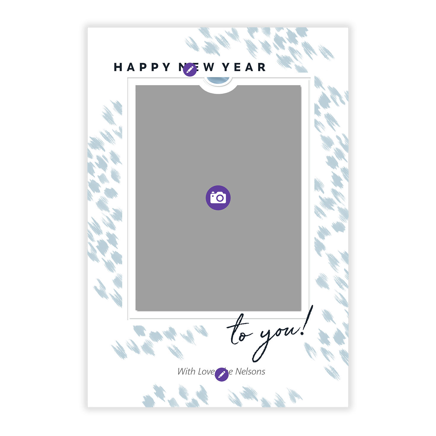 Elegant White and Blue Flat New Year Photo Card, , large image number 5