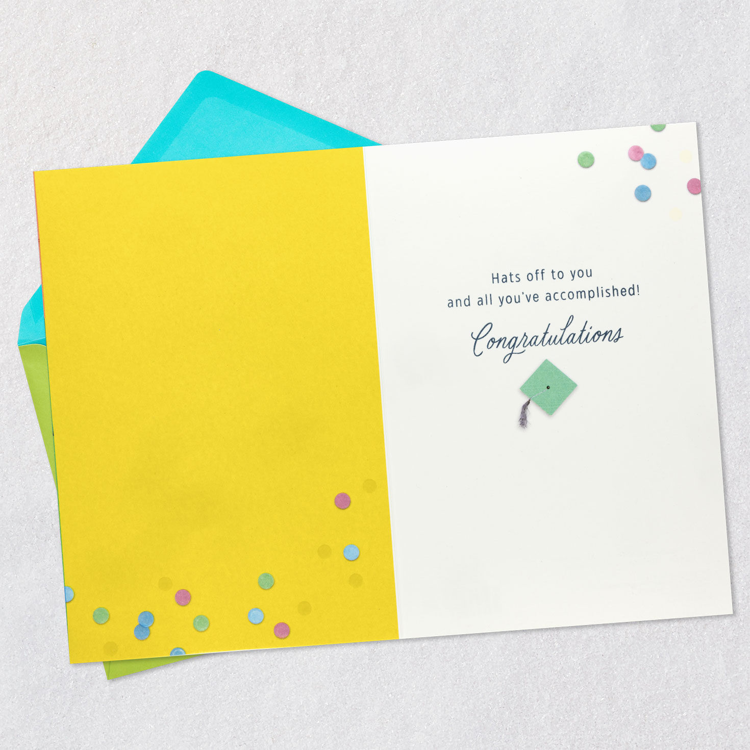 Colorful Grad Hats College Graduation Card Open card with envelope image number 3