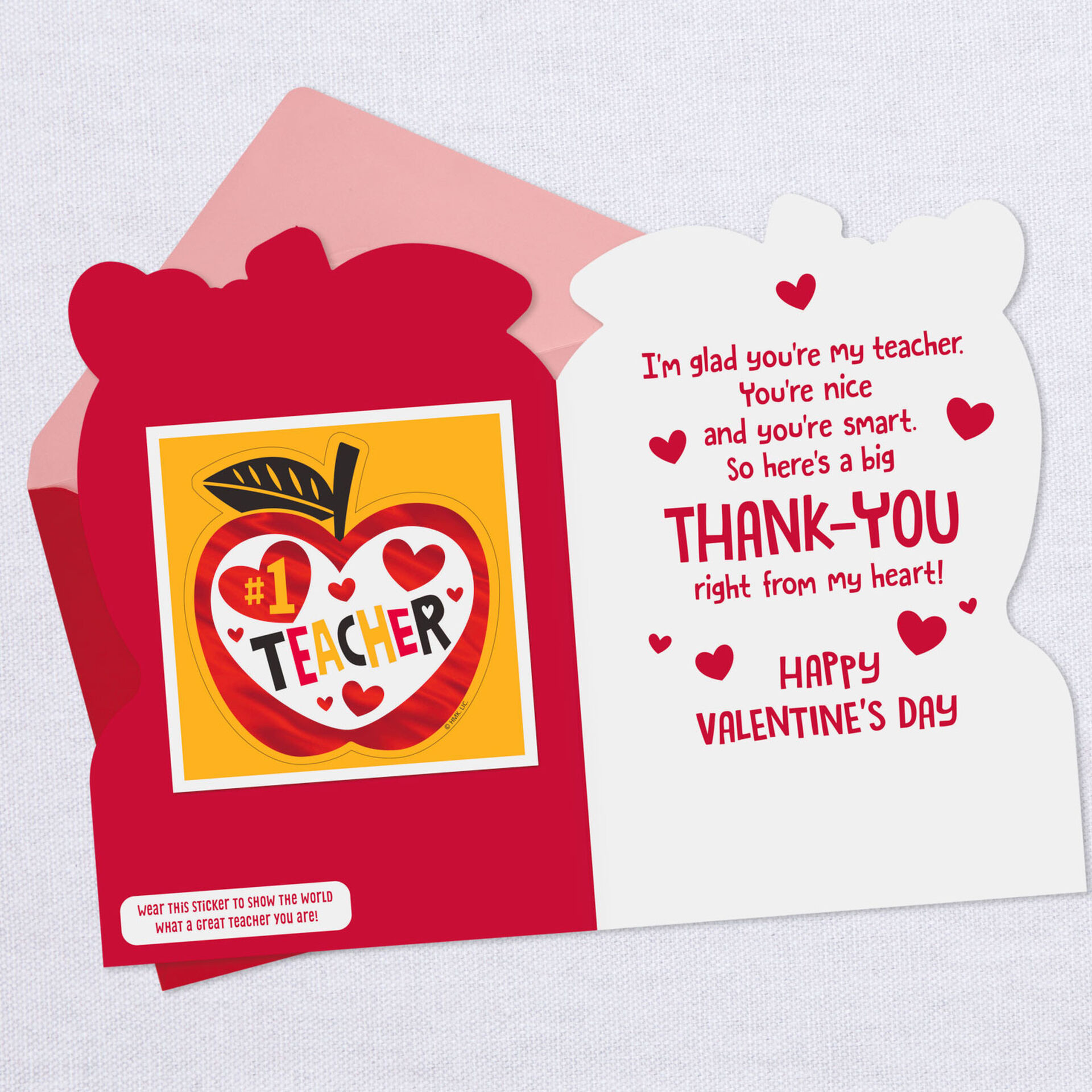 1 Teacher Valentine S Day Card With Sticker Greeting Cards Hallmark