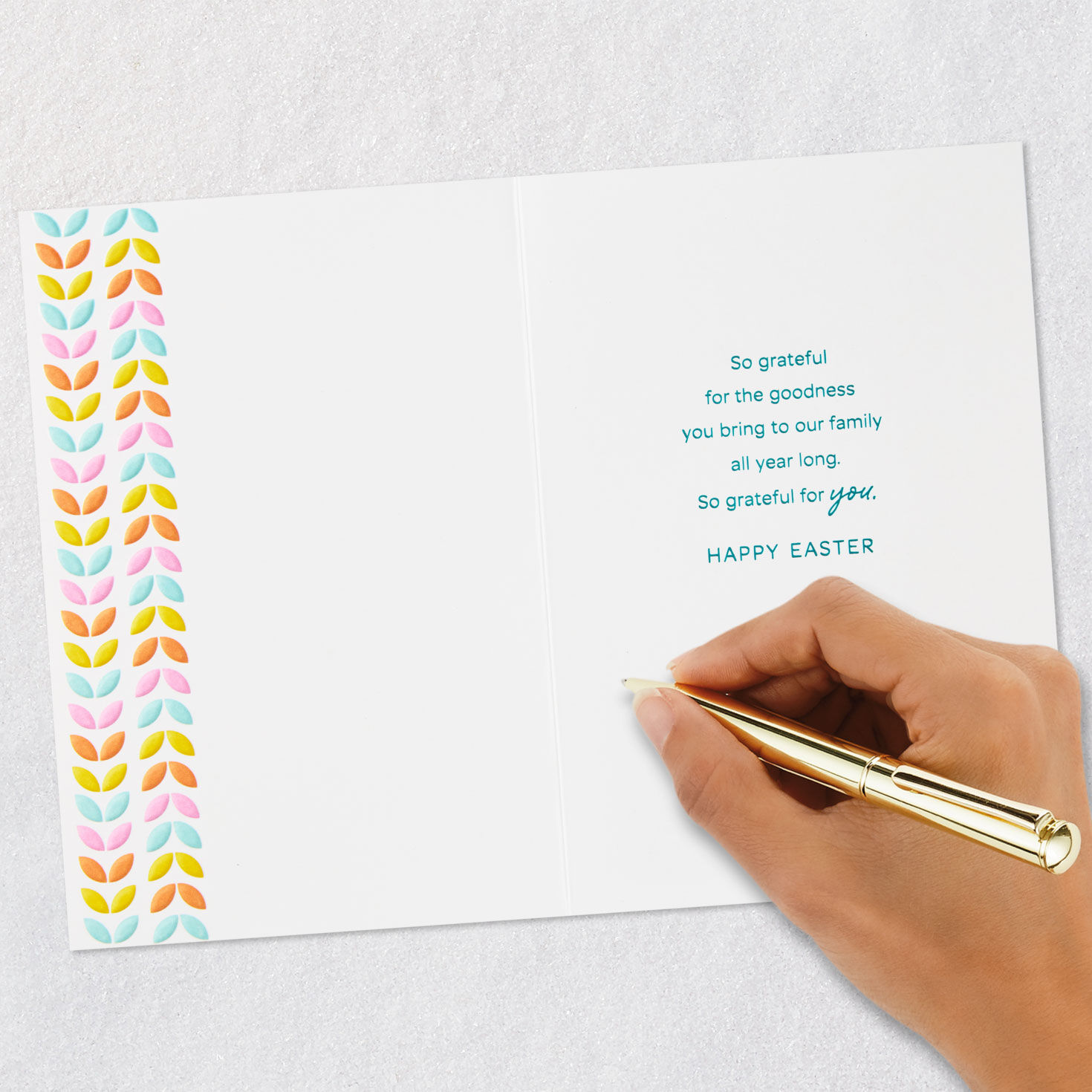 Abstract Eggs and Plants Family Easter Card Signing card image number 6