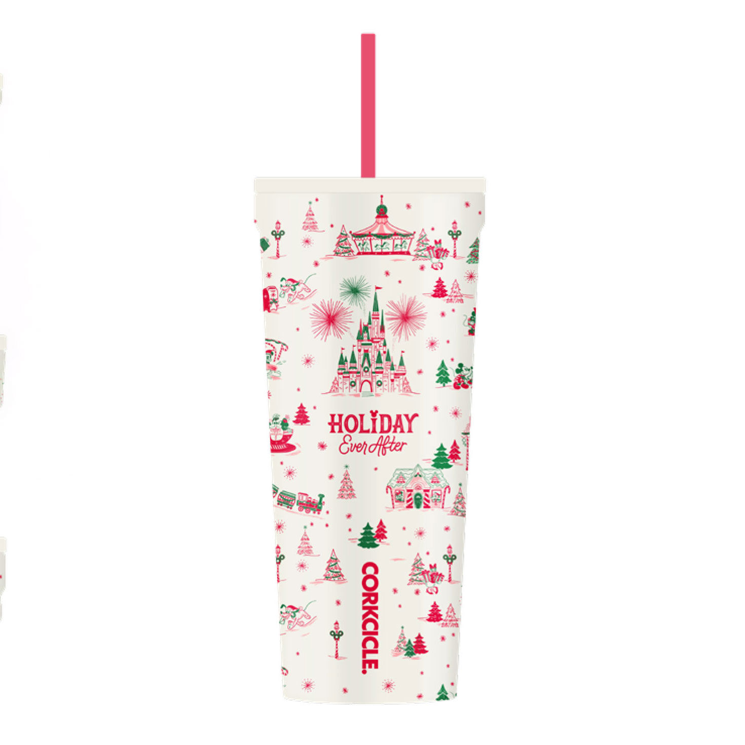 Pink Green Disney Hallmark Movie Straw Cup back image number 2
