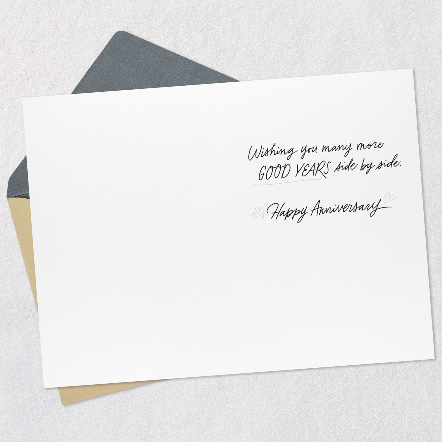 Hearts and Hand-lettering Anniversary Card for Couple Open card with envelope image number 3