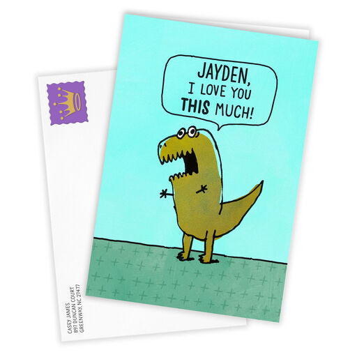 T-Rex Hug Funny Folded Love Photo Card, 