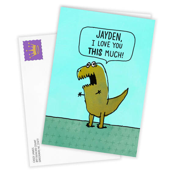 T-Rex Hug Funny Folded Love Photo Card, , large image number 2