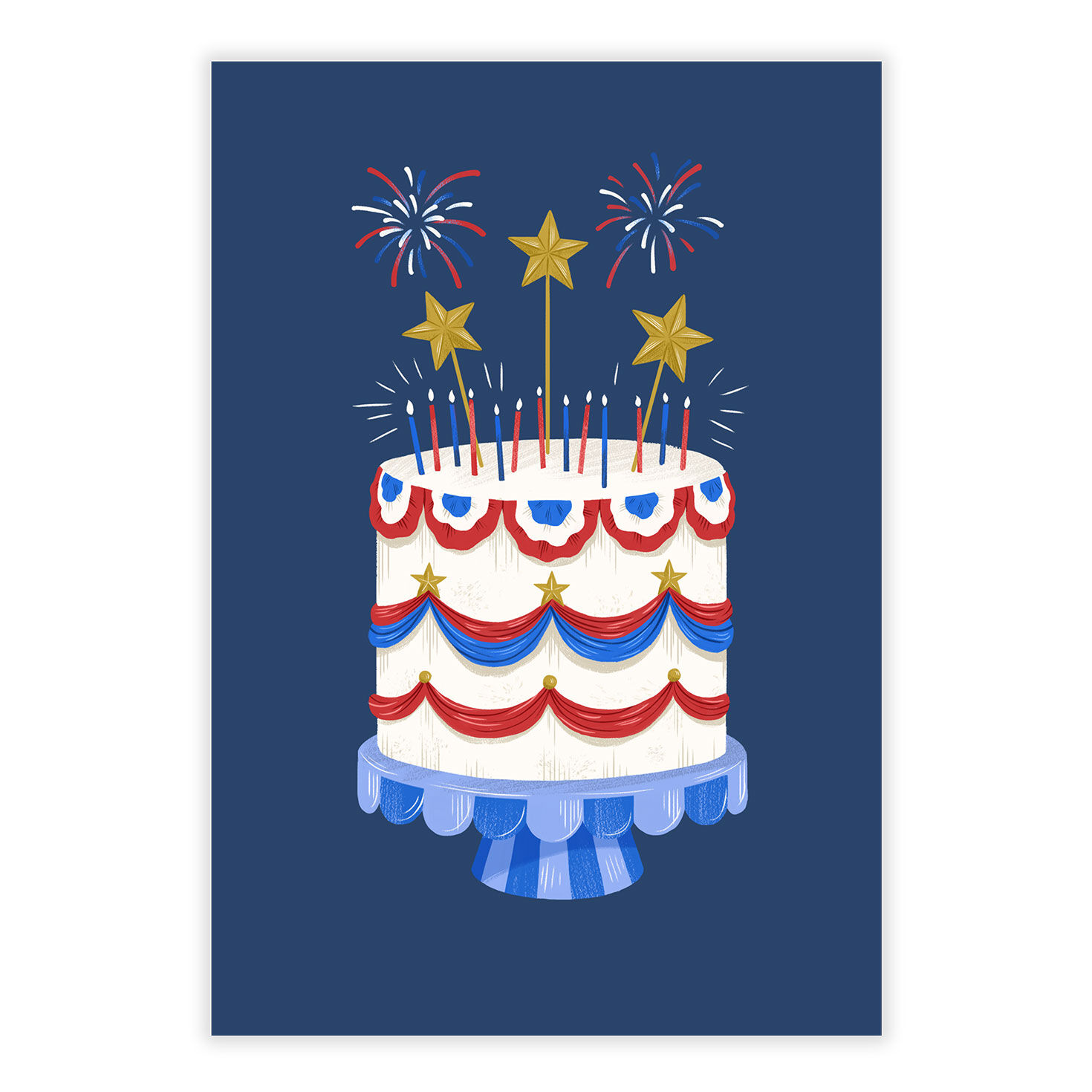 Red White Blue Cake Personalized Celebration Card front image number 2