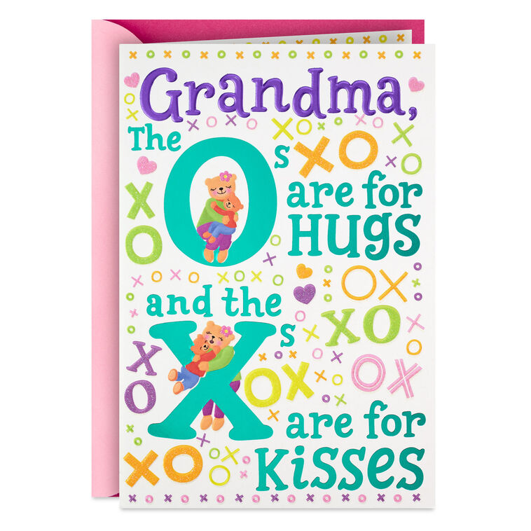 Hugs and Kisses Birthday Card for Grandma