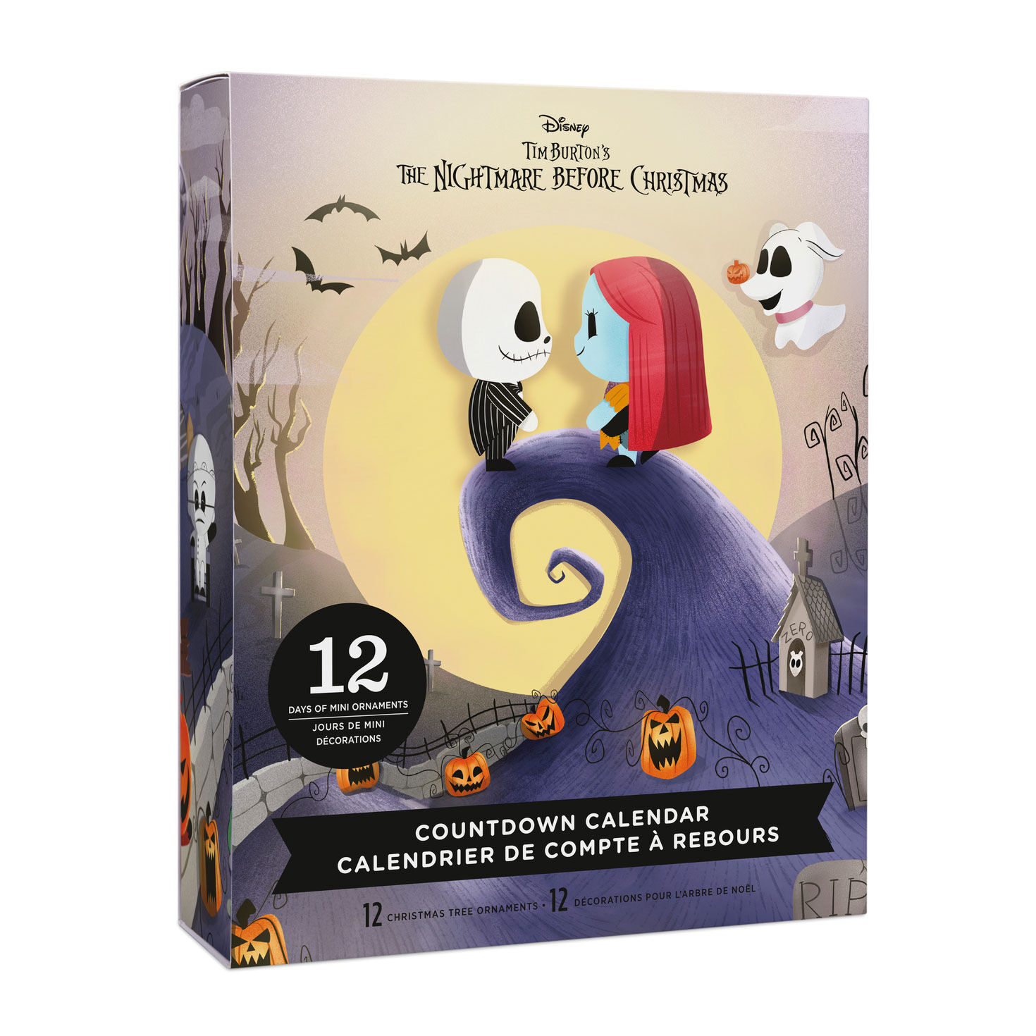 Disney Tim Burton's The Nightmare Before Christmas Hallmark Countdown Calendar Box With 12 Mini Ornaments