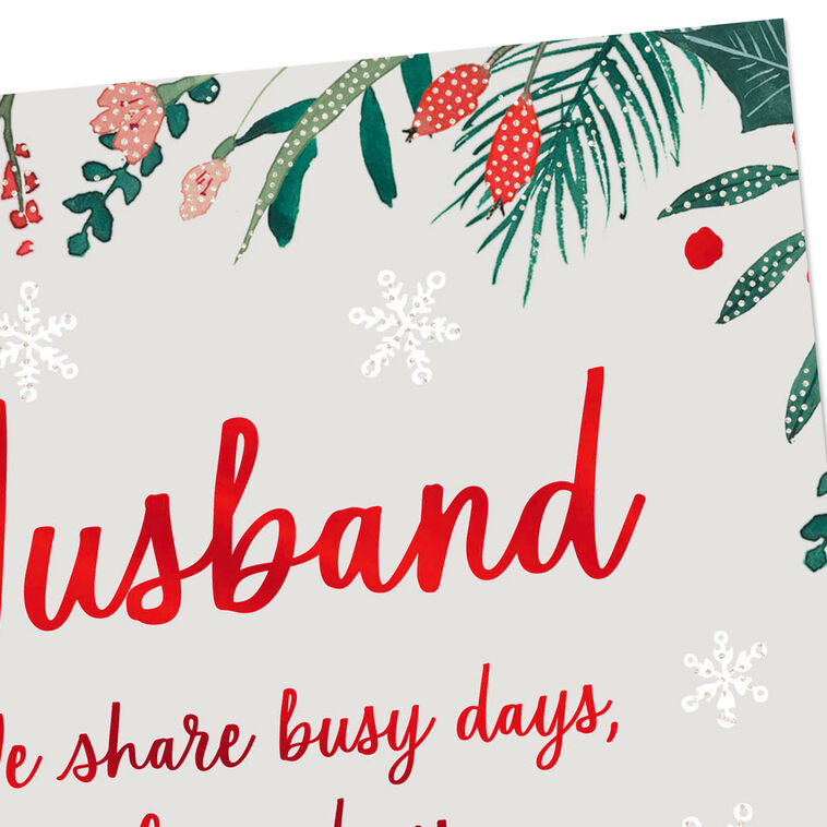 Sparkly Holiday Greenery Border Husband Christmas Card Card Front Detail image number 4