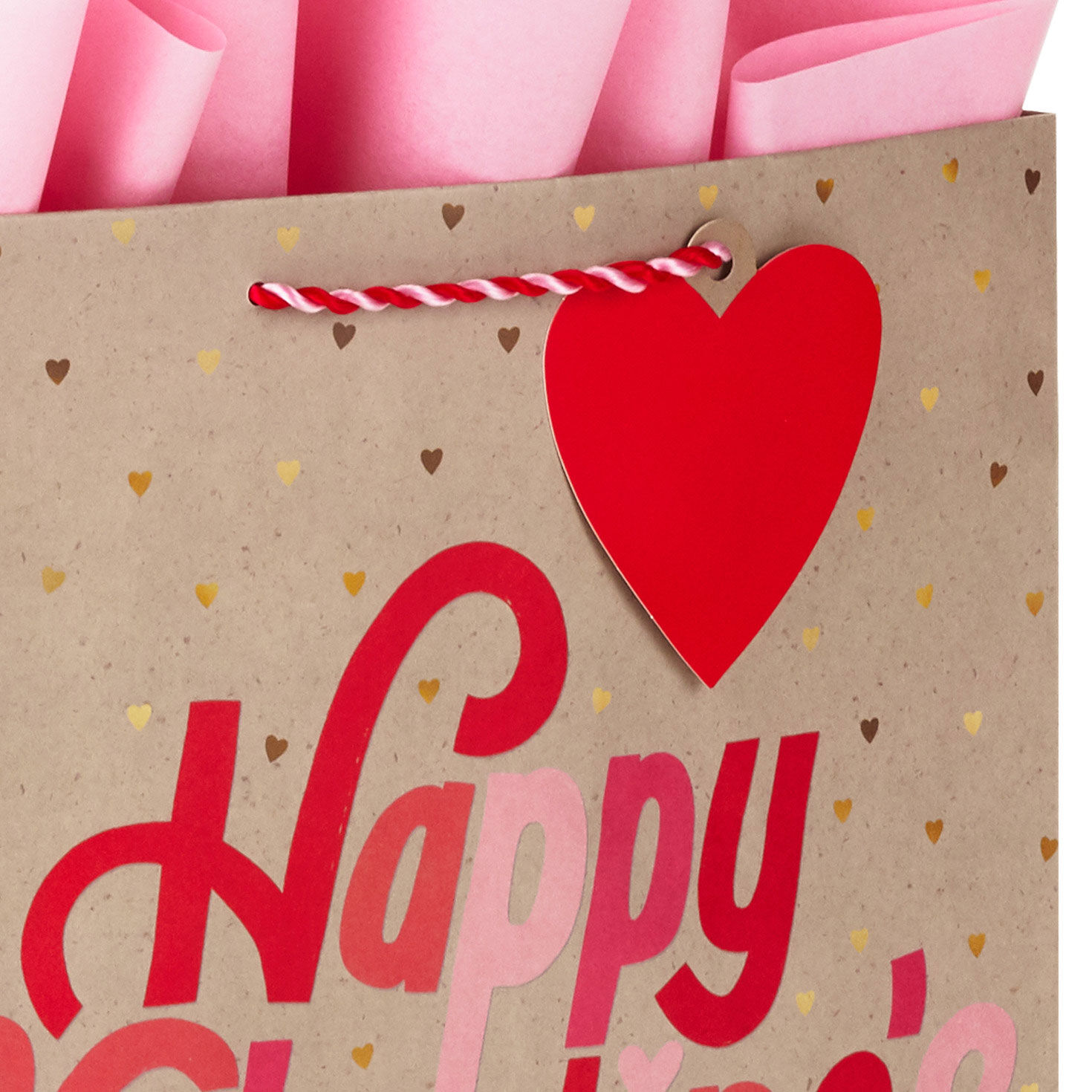 Happy Valentines Day on Kraft Large Gift Bag & Tissue closeup view image number 4