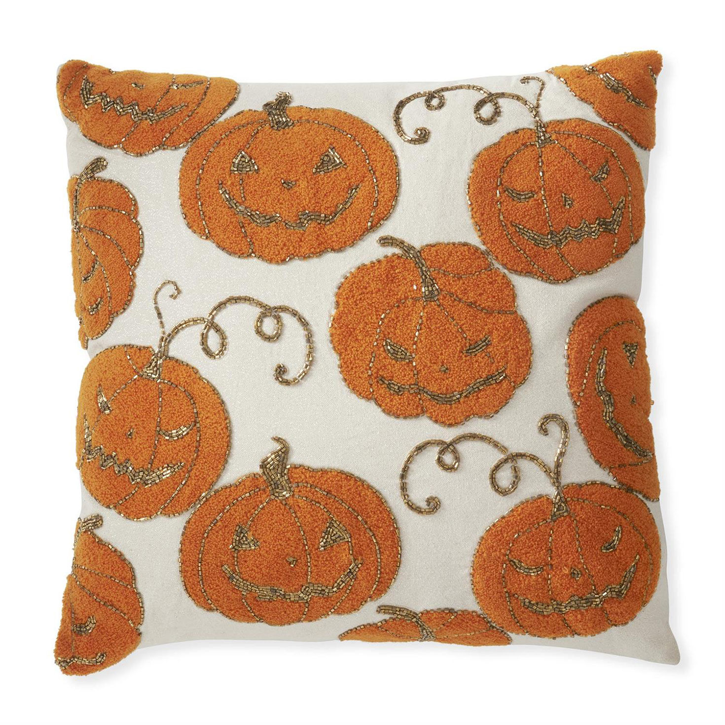 K&K Interiors Beaded Jack-o'-Lanterns Throw Pillow, 20x20