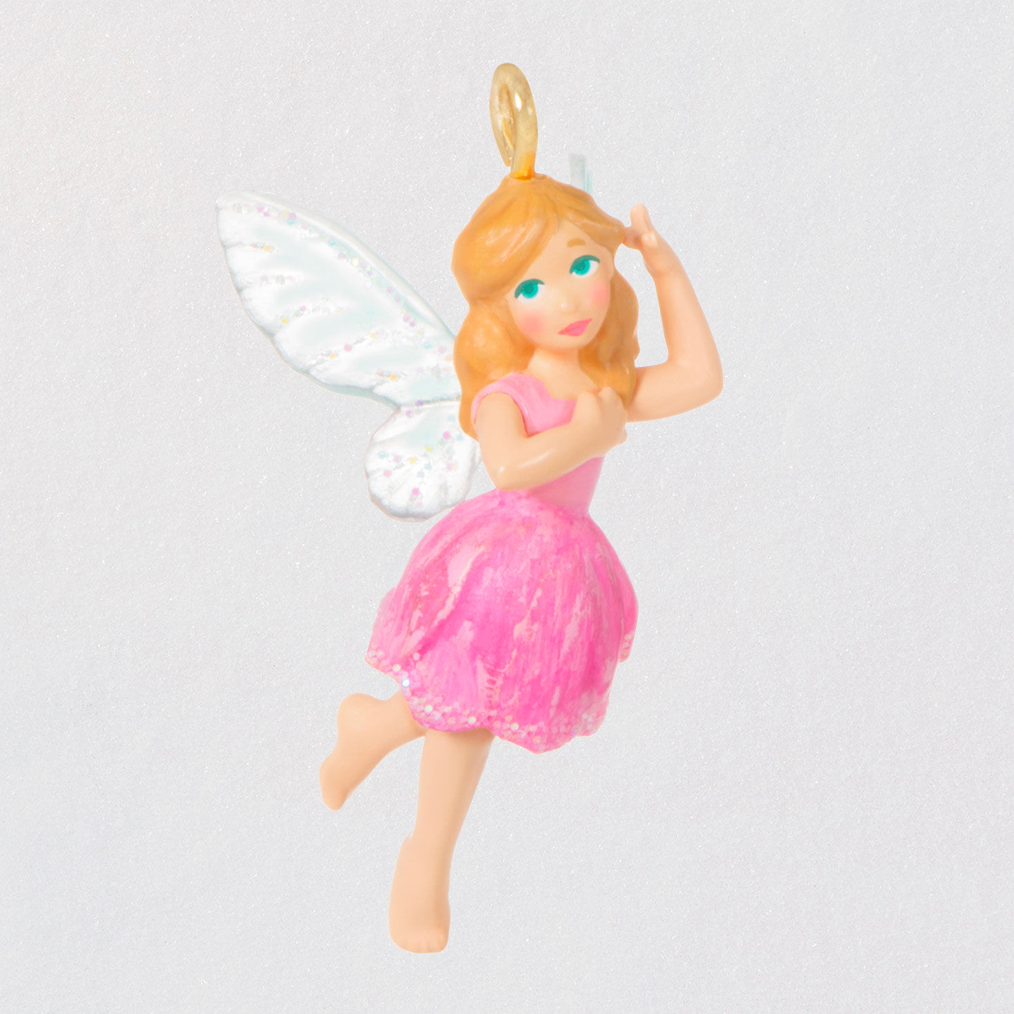 GOLD FAIRY WITH CLEAR CRYSTALS CHRISTMAS ORNAMENT Has moving wings 