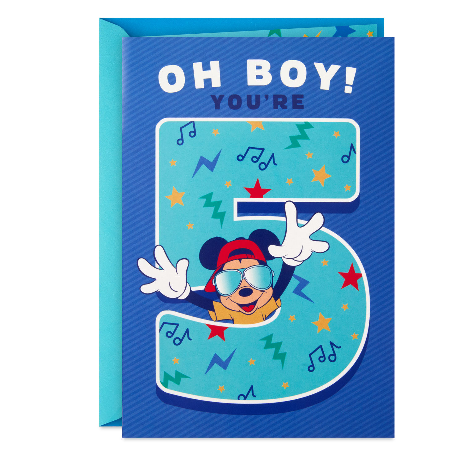 Disney Mickey Mouse Rockin' Your Way Musical 5th Birthday Card