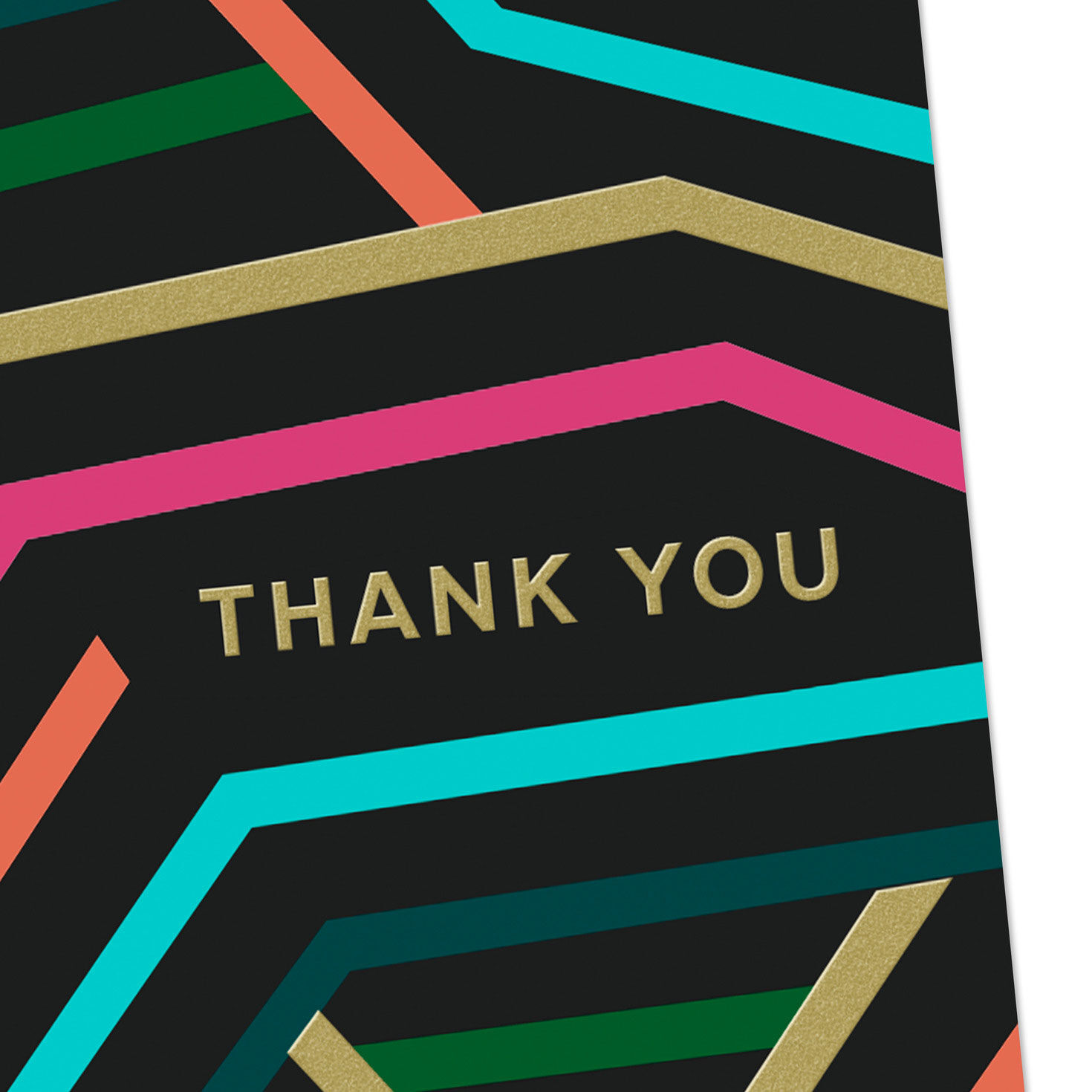 Neon Stripes on Black Blank Thank You Note Cards  image number 4
