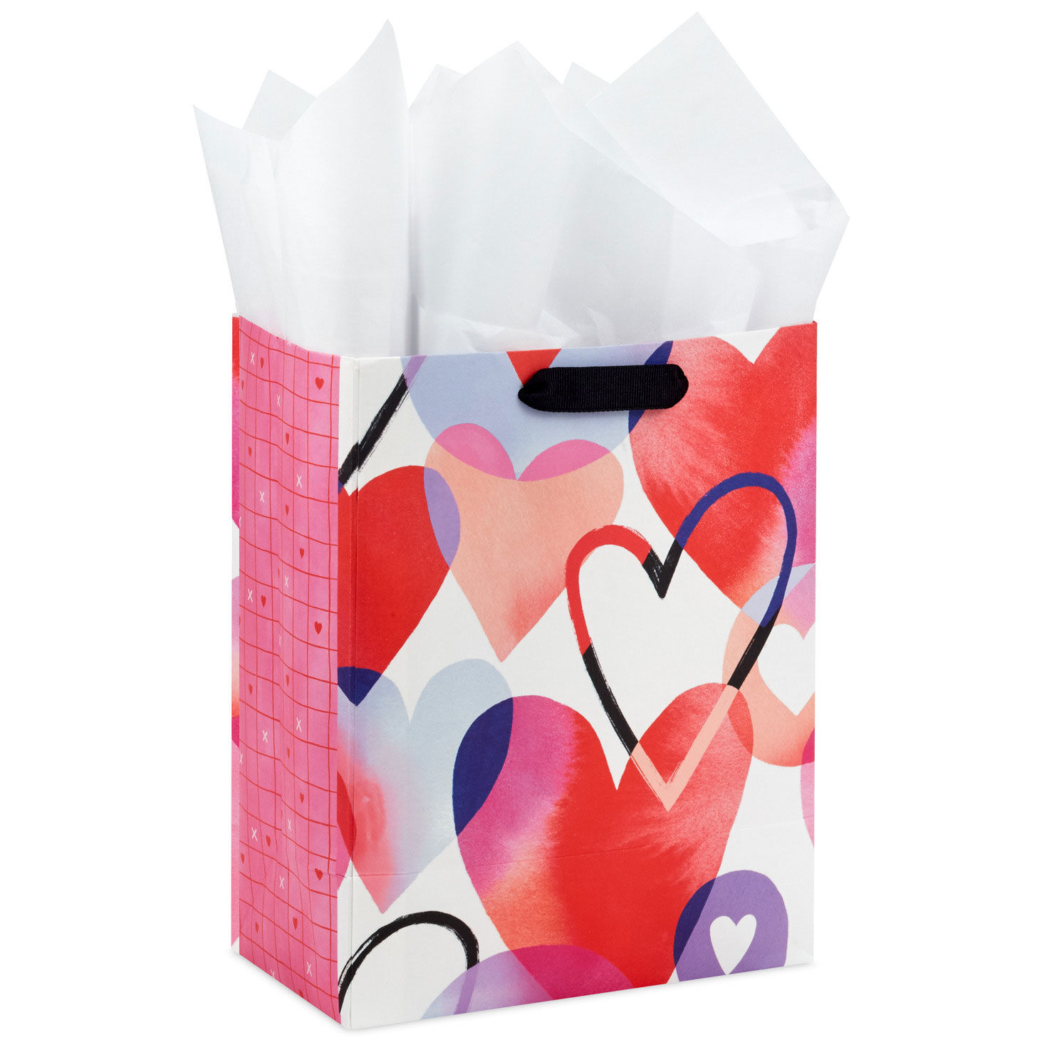 9.6" Watercolor Hearts Medium Valentine's Day Gift Bag With Card and Tissue, , large image number 6
