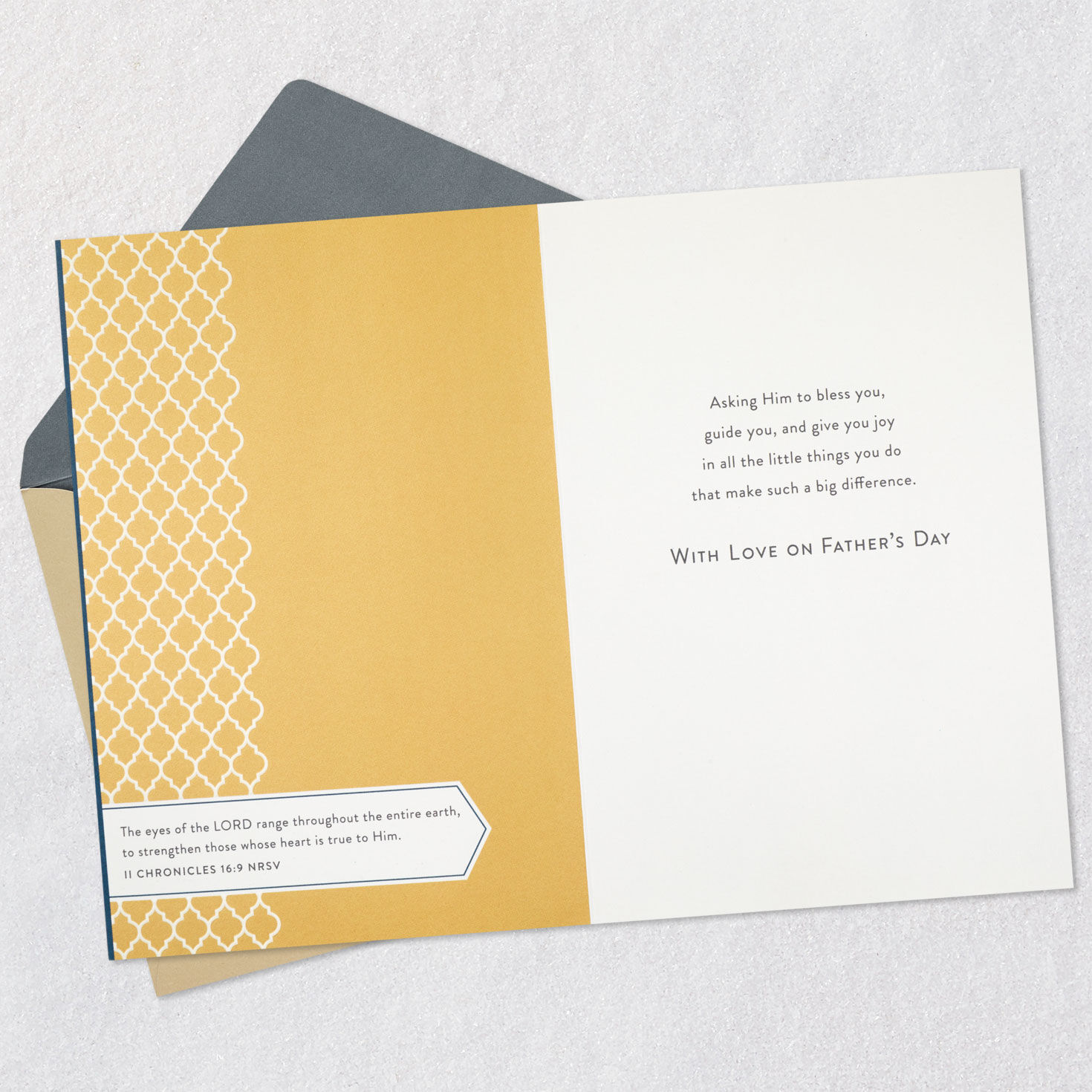 Dad and Child Religious Father's Day Card for Son Open card with envelope image number 4