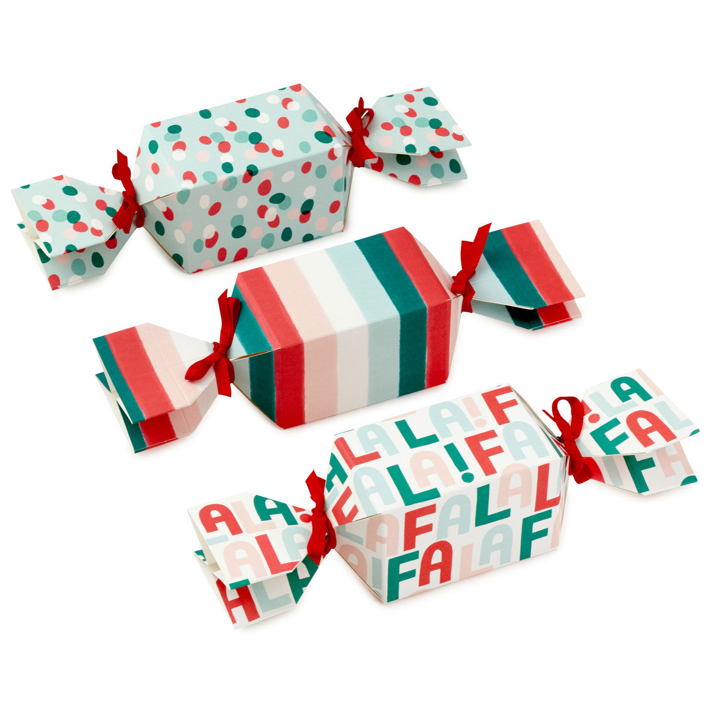 Red and Green Candy-Shaped Christmas Party Favor Boxes