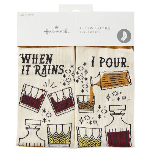 When It Rains, I Pour Funny Crew Socks, 