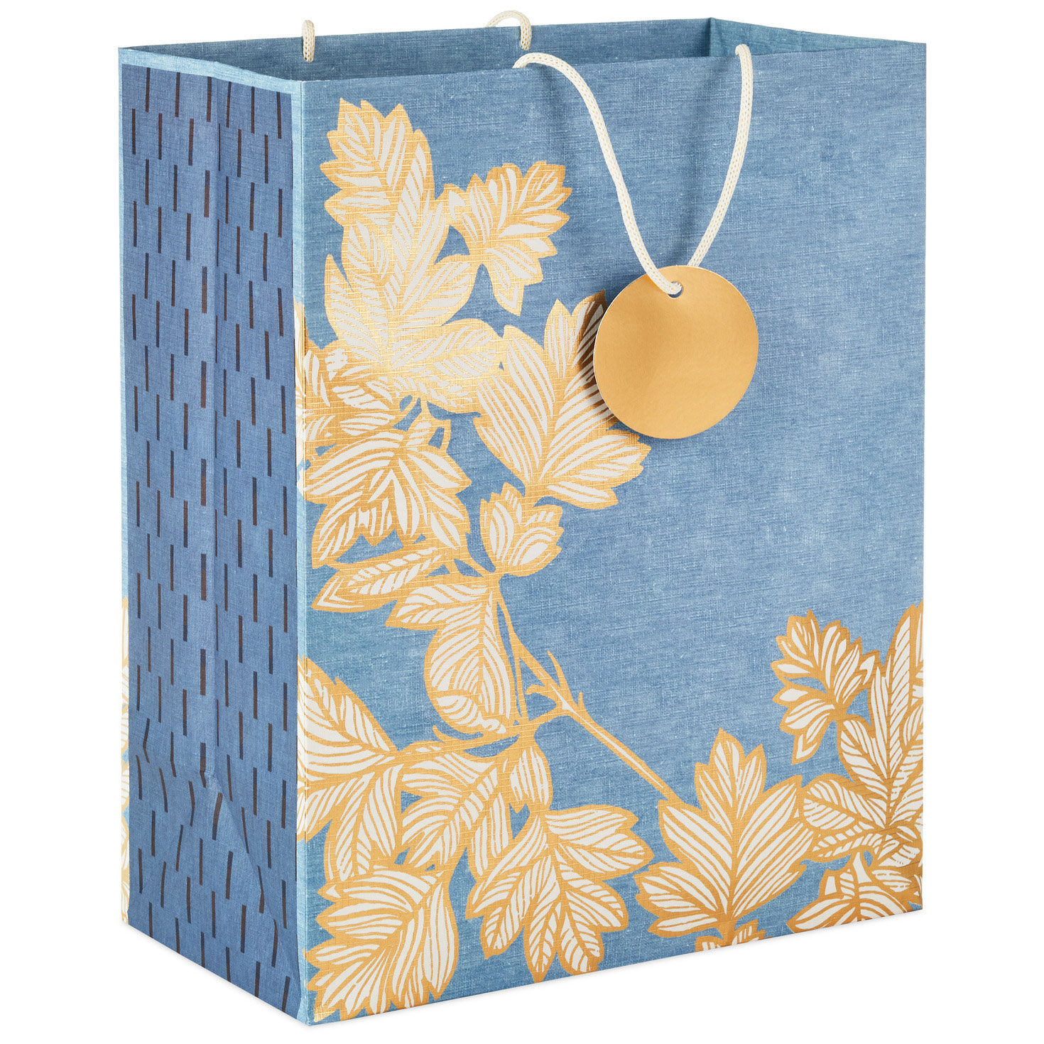 13" Gold Leaves on Chambray Blue Large Gift Bag for only USD 4.99 | Hallmark