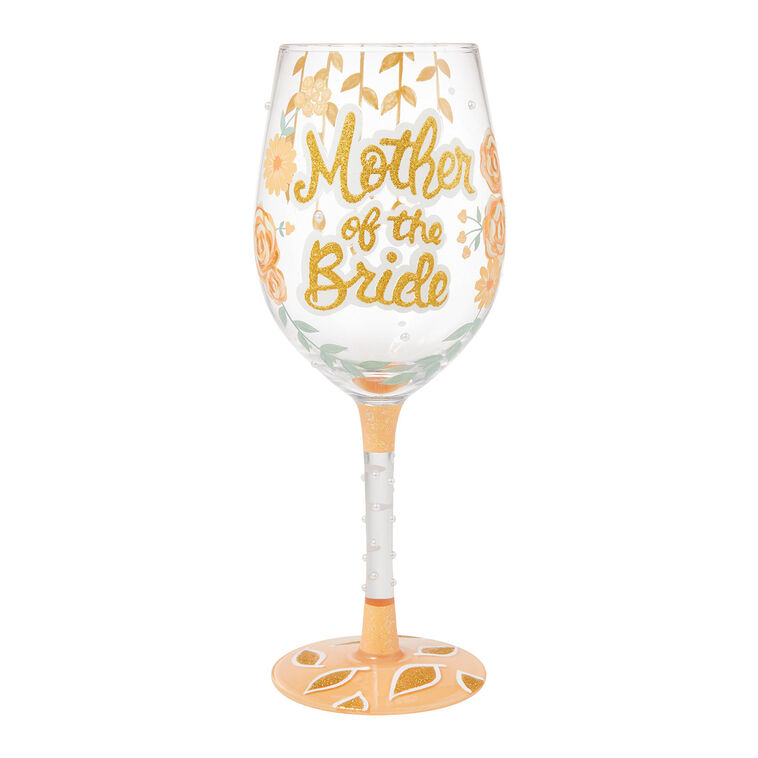 Peach Roses Mother of the Bride Lolita Wine Glass  image number 1