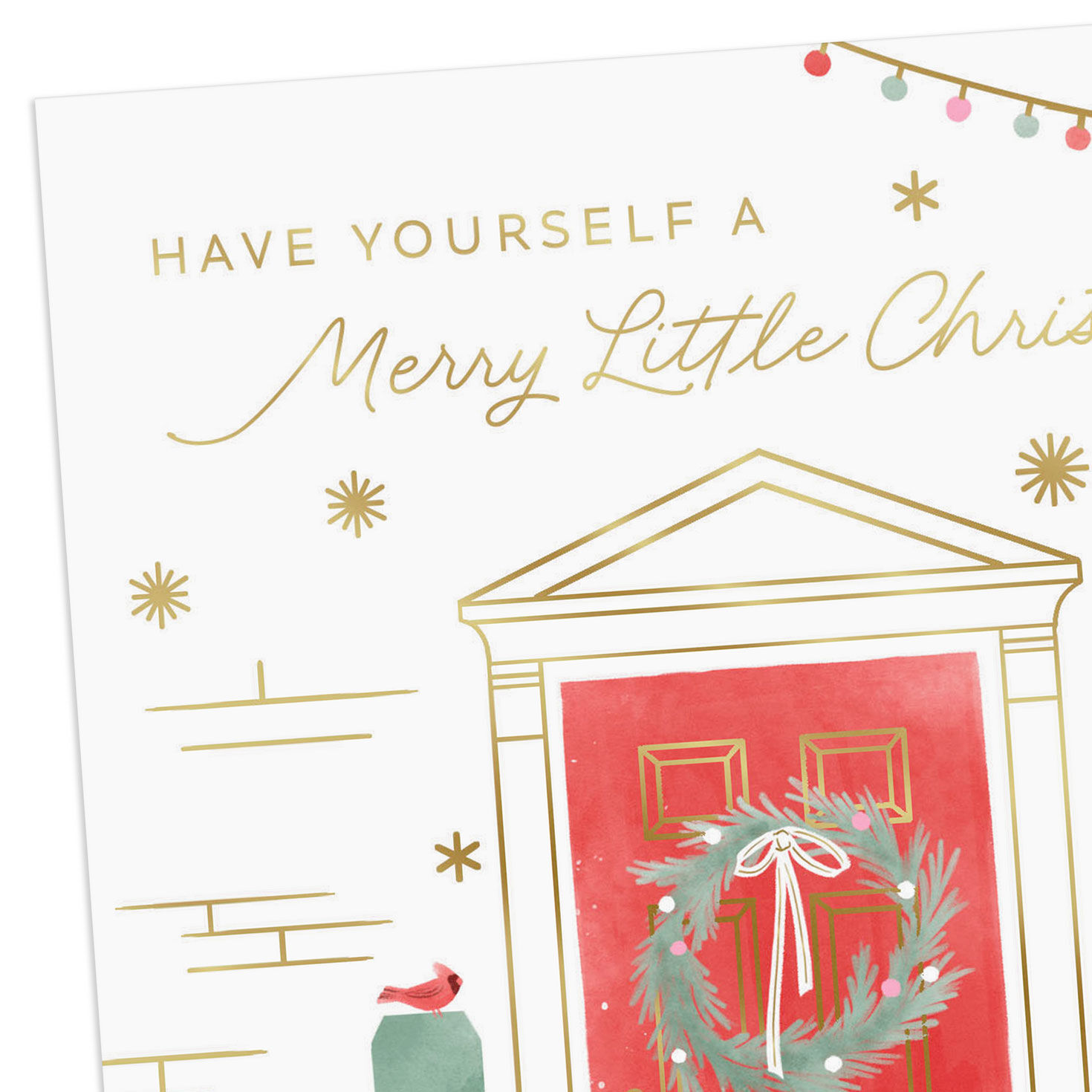 Decorated Front Door with Wreath Christmas Card Card Front Detail image number 4