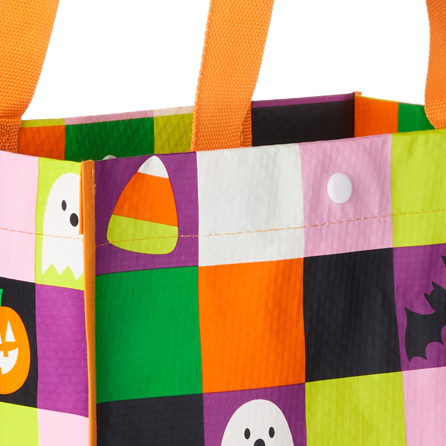 Orange, Green, Purple and Black Halloween Tote Bag Handle Detail image number 4