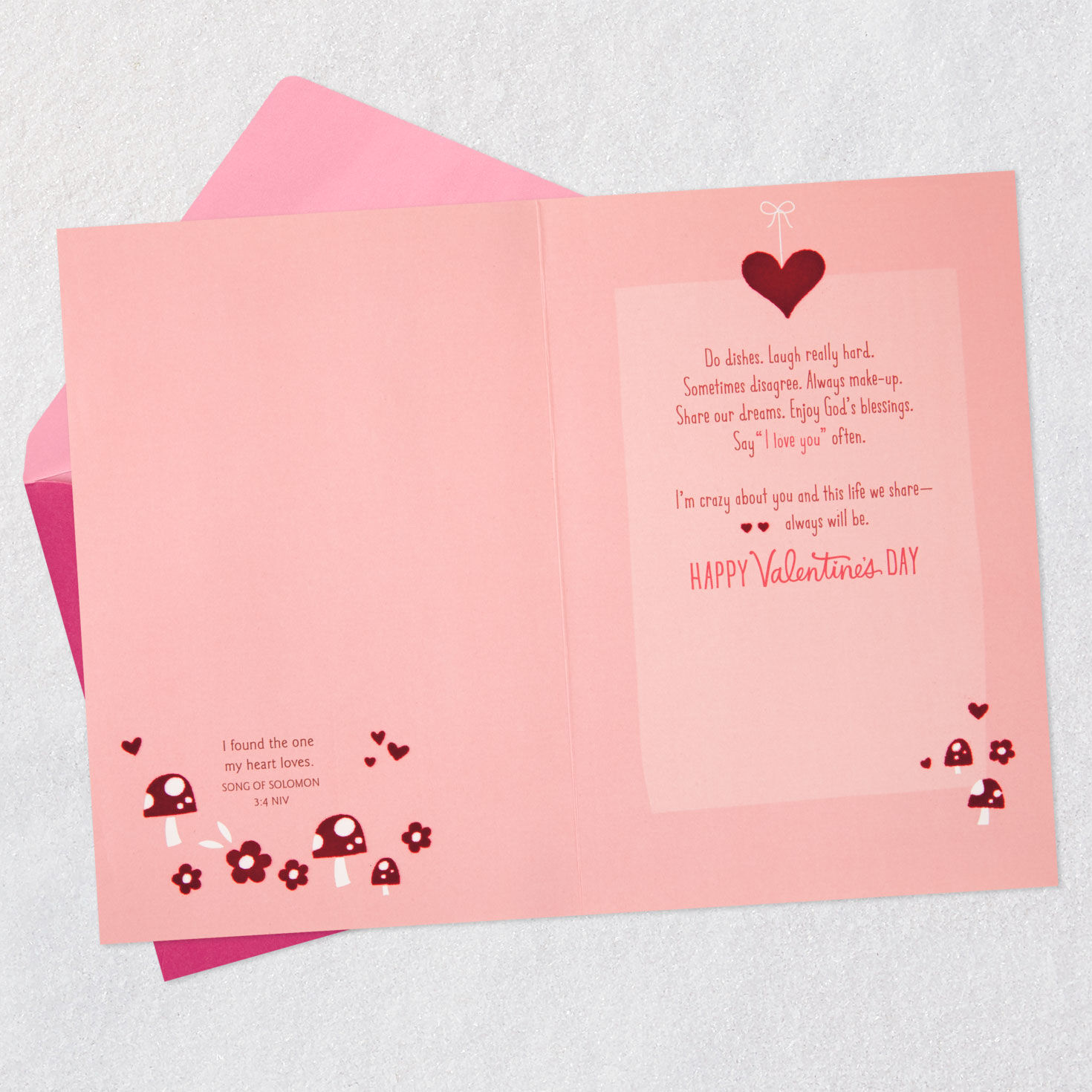 Squirrel Couple Religious Valentine's Card for Spouse Open card with envelope image number 4