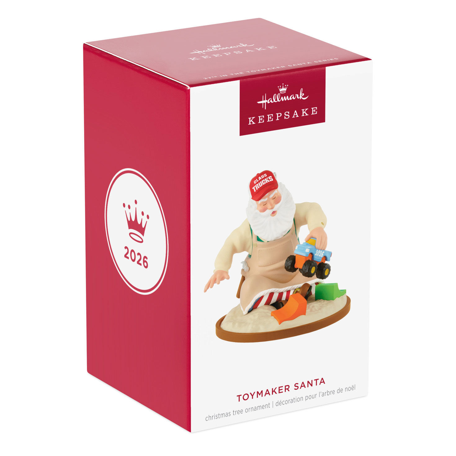 Santa Playing Trucks in Sand Box Keepsake Ornament Package Front image number 7