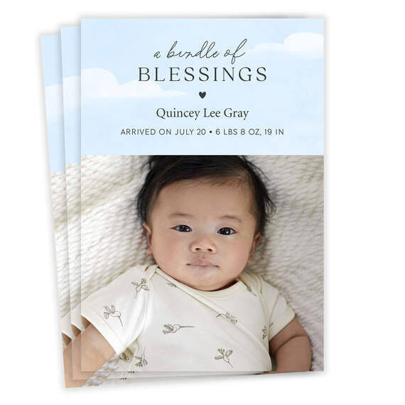 Bundle of Blessings Blue Sky Birth Announcement