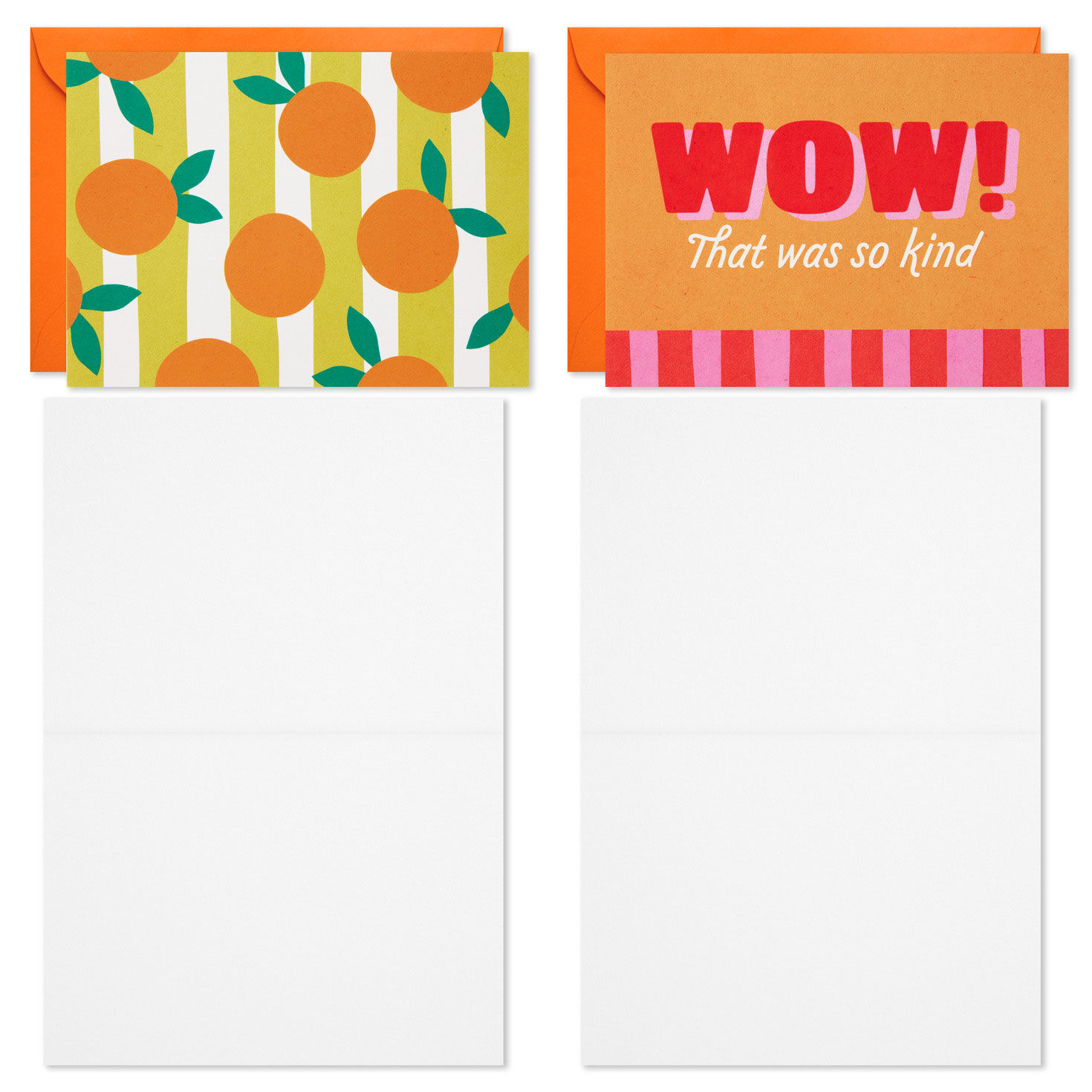 Orange and Pink Modern Thank You Note Cards in Box Card Fronts with open cards image number 4