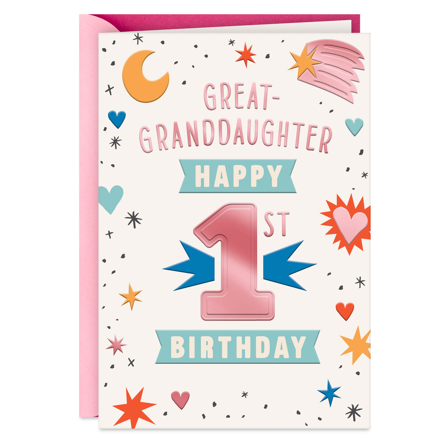 So Much Cuteness and Fun 1st Birthday Card for Great-Granddaughter