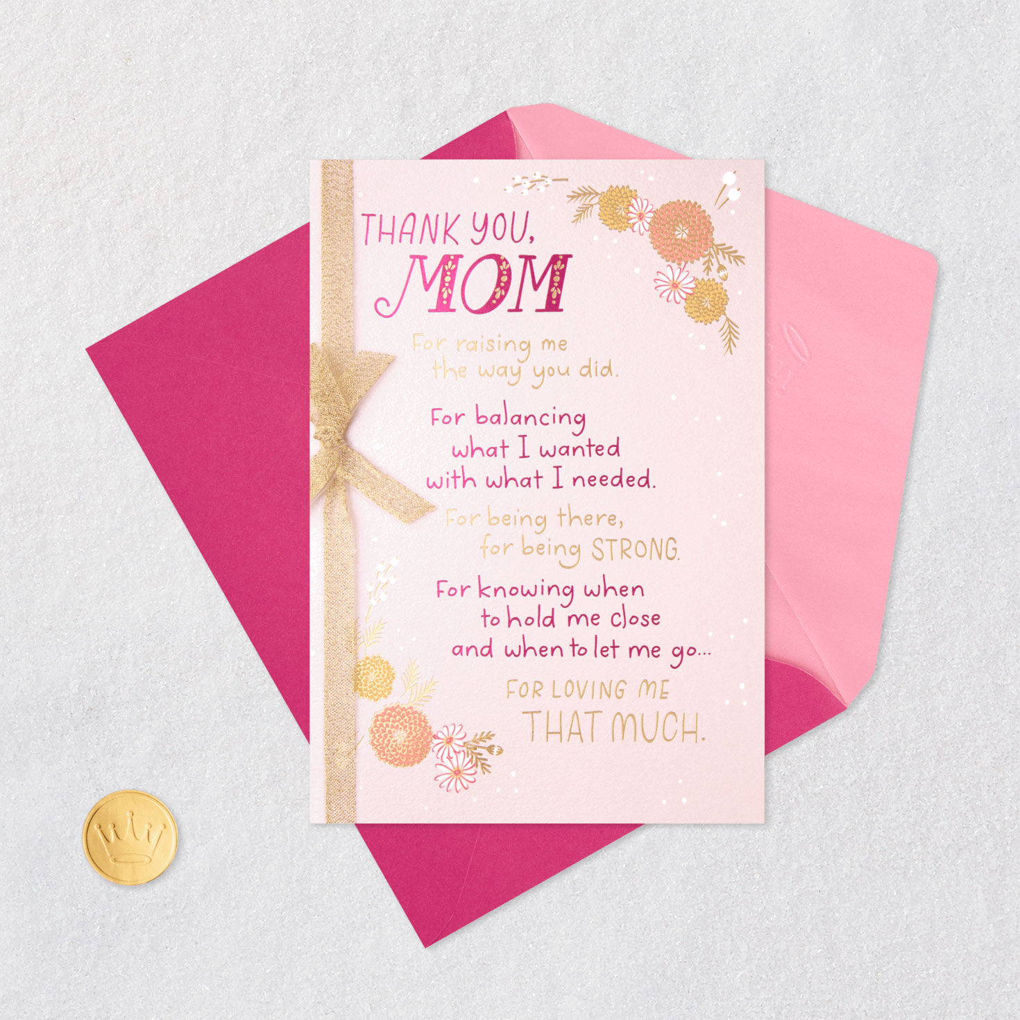 Mums and Simple Lettering Mother's Day Card Card Front with Envelope and Gold Seal image number 5
