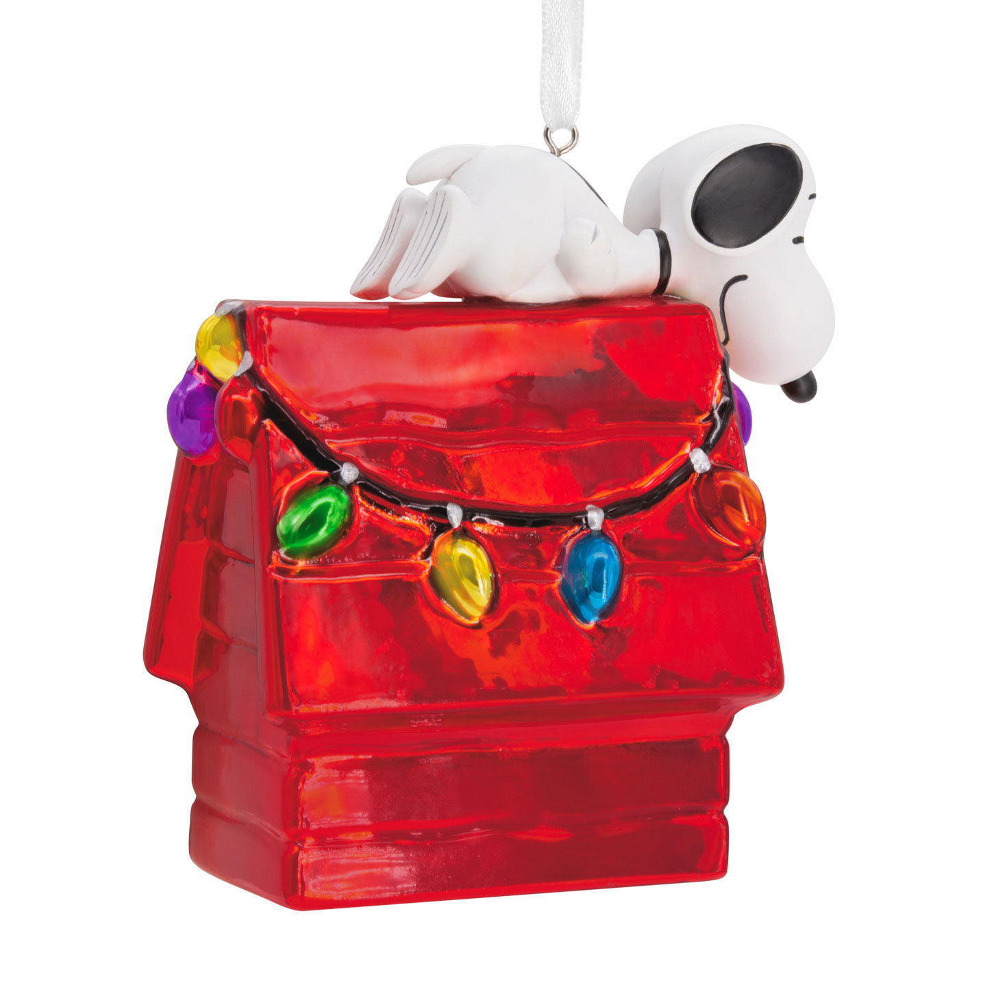 Peanuts&reg; Snoopy on Holiday Doghouse Blown Glass Hallmark Ornament, , large image number 5