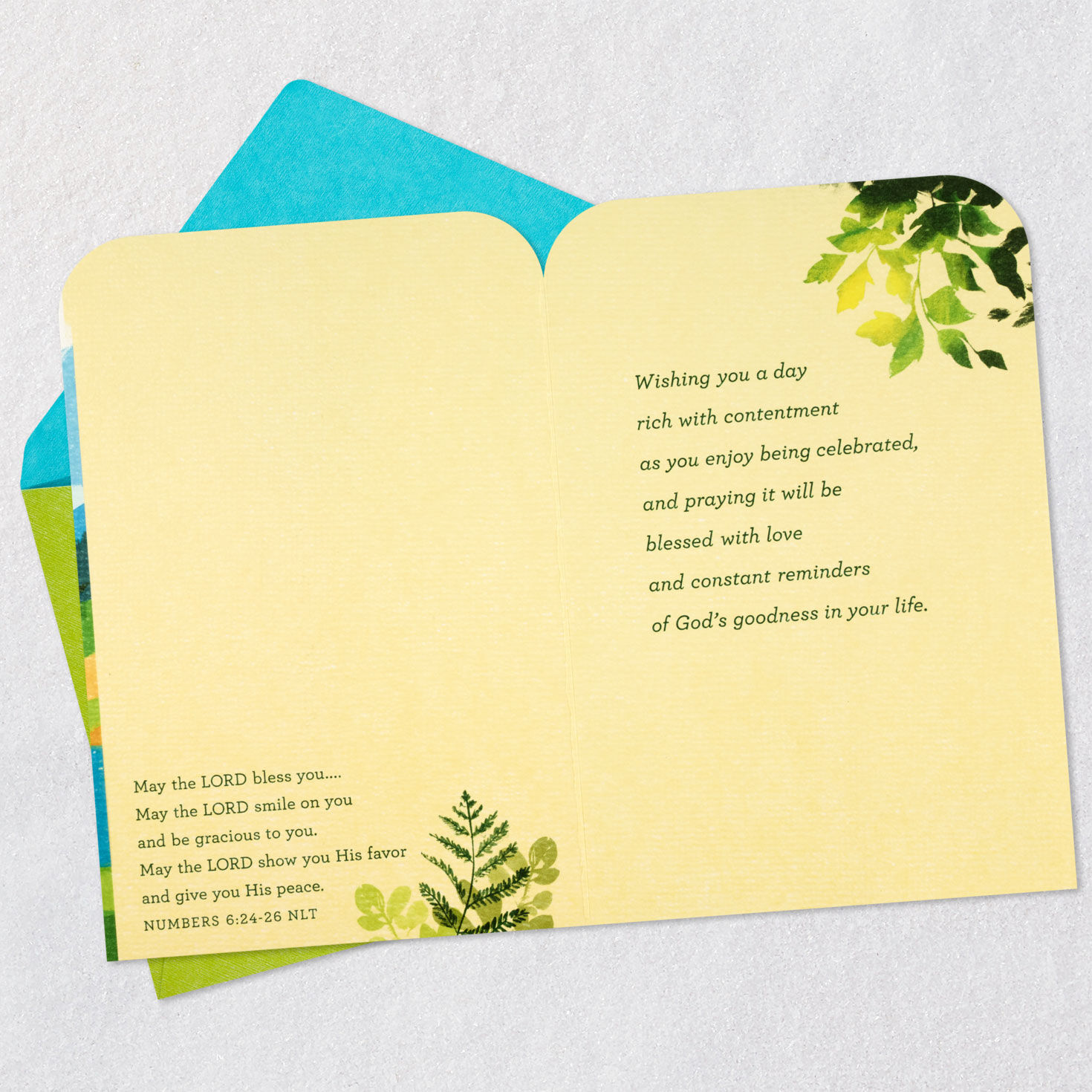 Canoe in Mountain Lake Scene Religious Father's Day Card Open card with envelope image number 4