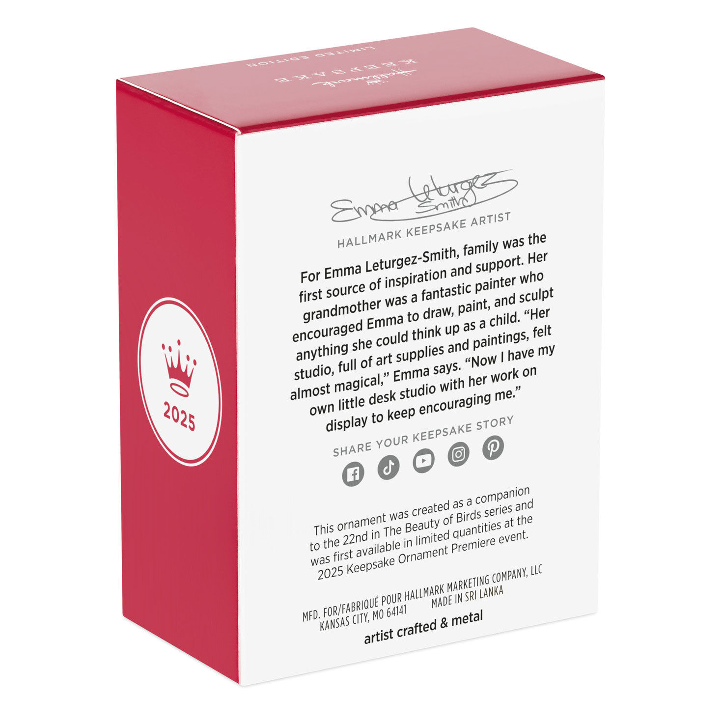 Brown and Yellow Bird Keepsake Ornament Package back image number 8