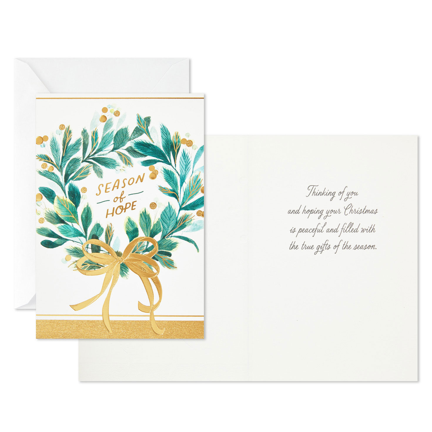 Wreath With Gold Berries Boxed Christmas Cards, Pack of 16, , large image number 3