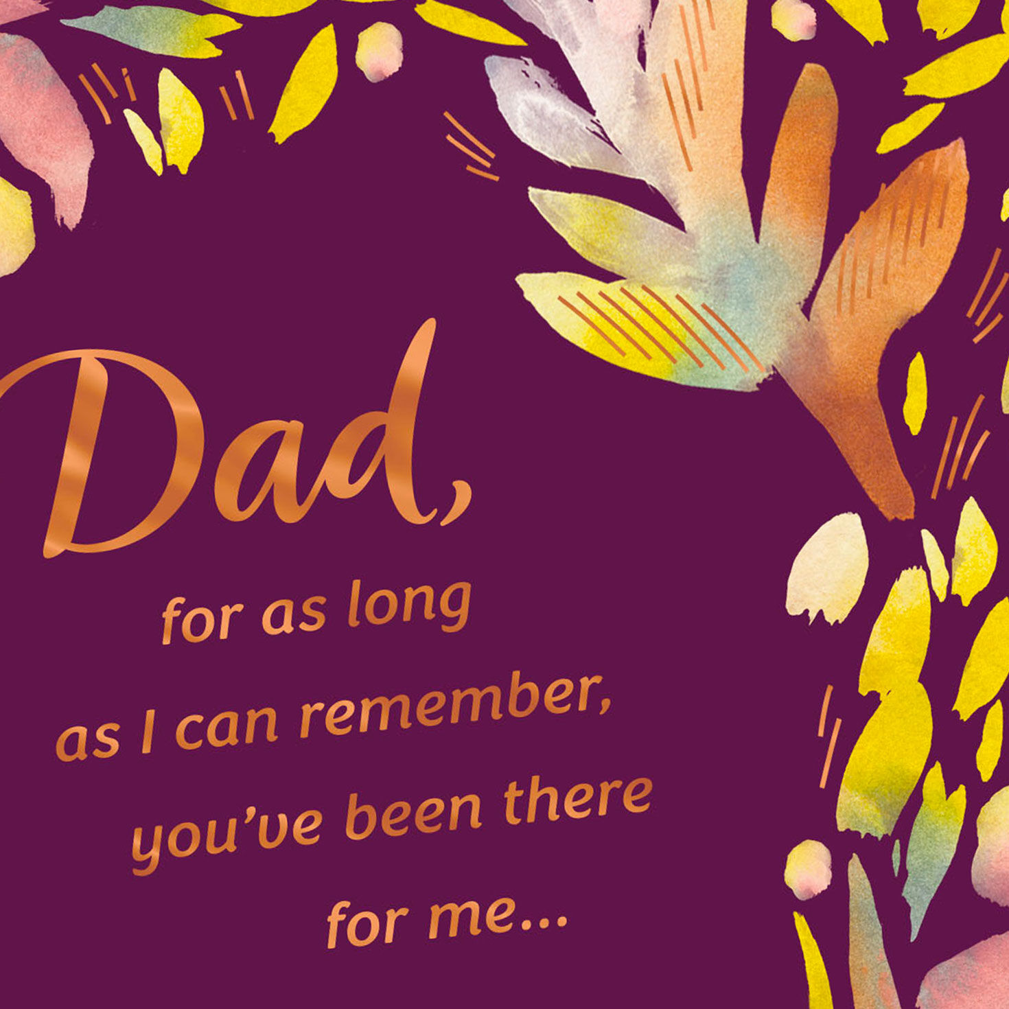 Watercolor Leaves Dad Father's Day Card From Daughter Card Front Detail image number 5