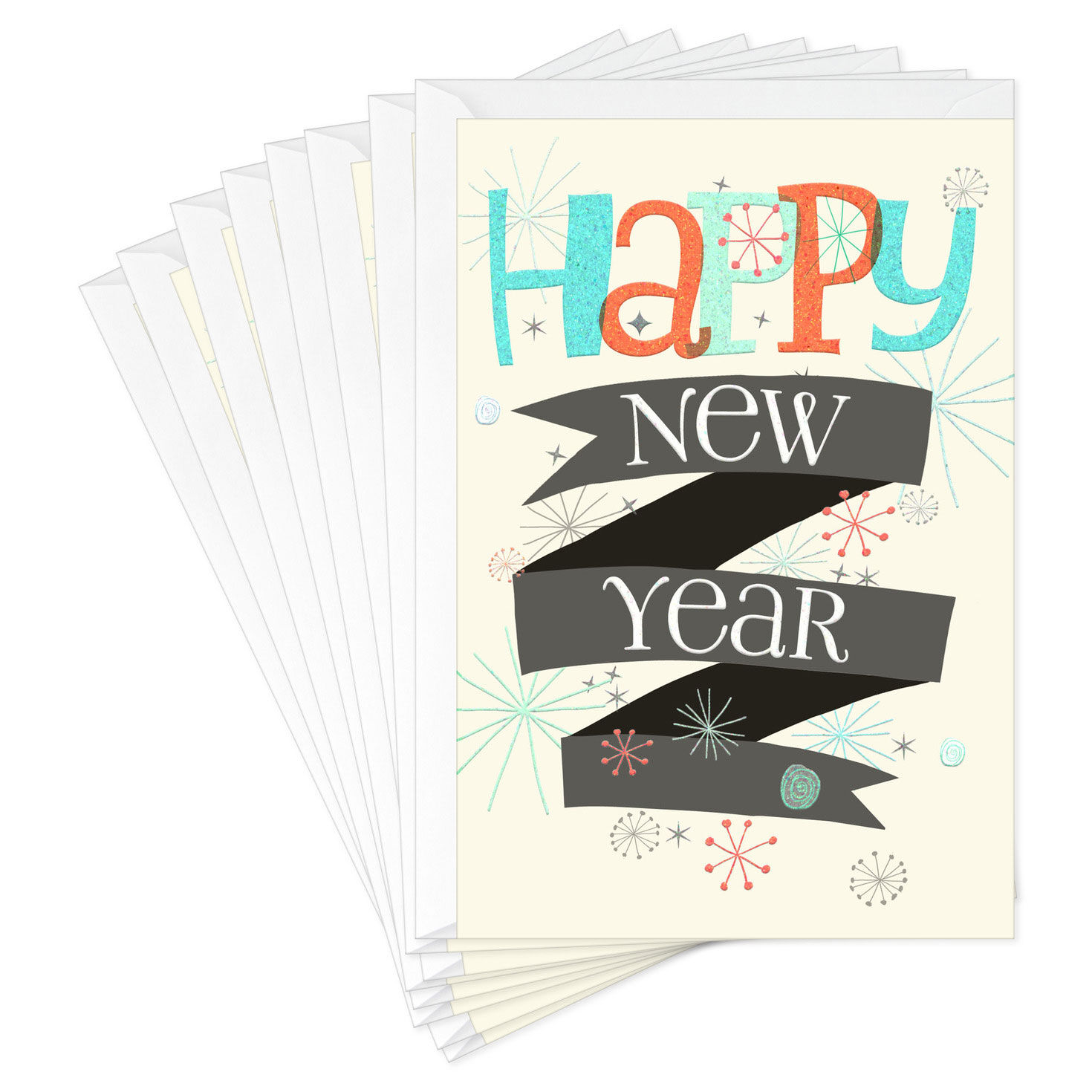 Festive Banner New Year Cards, Pack of 6