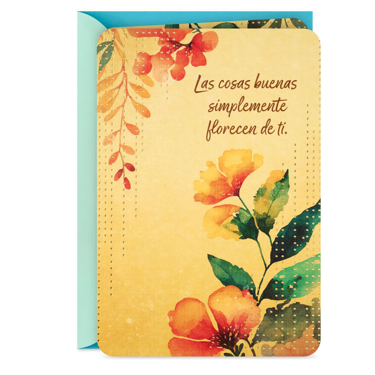 Nice Things Bloom From You Spanish-Language Thank You Card