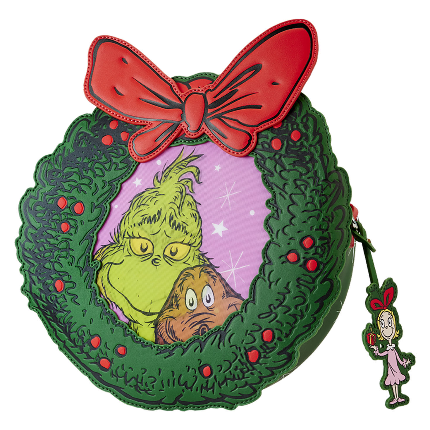 Loungefly Dr. Seuss Grinch Wreath Lenticular Crossbody Bag for only USD 70.00 Hallmark Brazos Mall