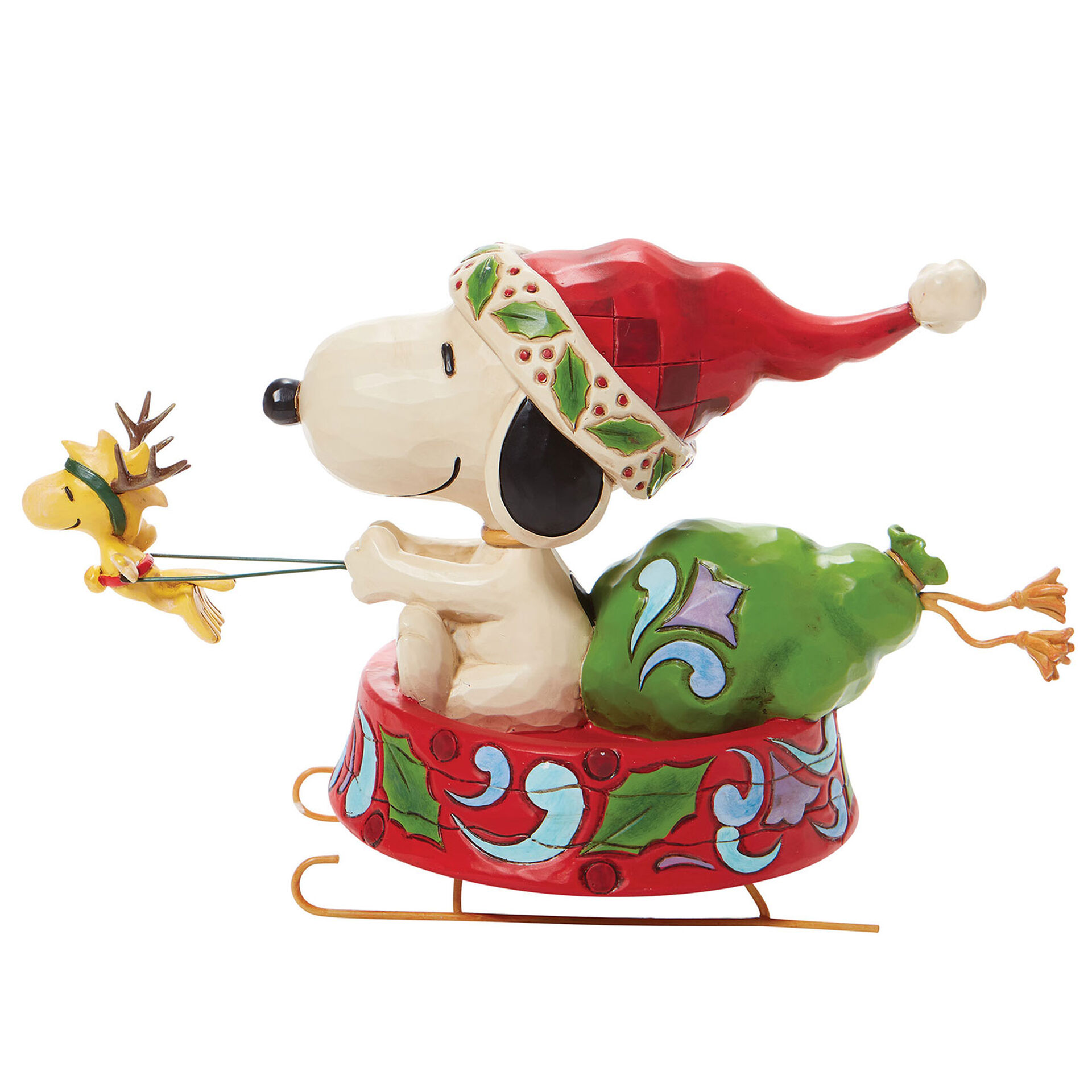 Jim Shore Peanuts Santa Snoopy in Dog Bowl Sled Figurine, 5.5
