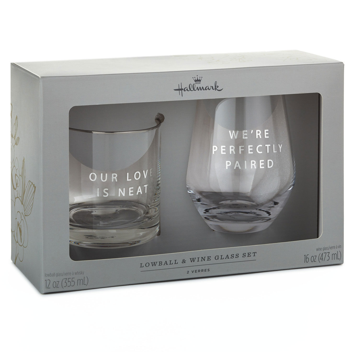 Lowball and Stemless Wine Glass, Set of 2 Wine Glasses Hallmark