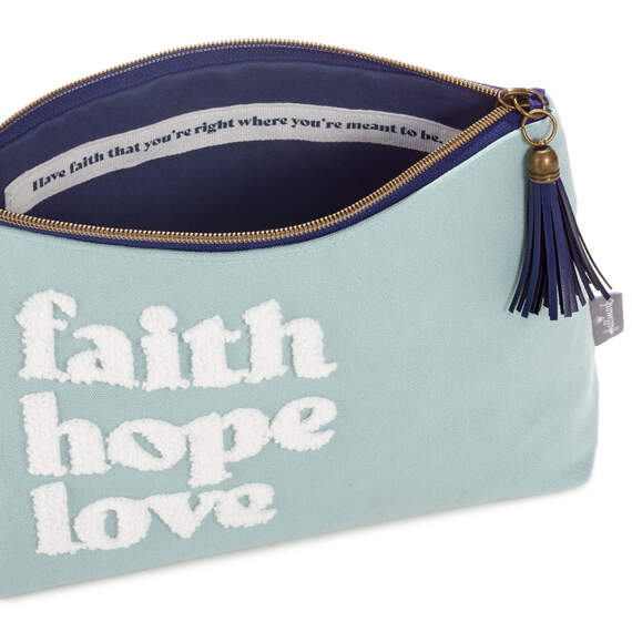Faith, Hope, Love Blue Canvas Pouch, , large image number 3