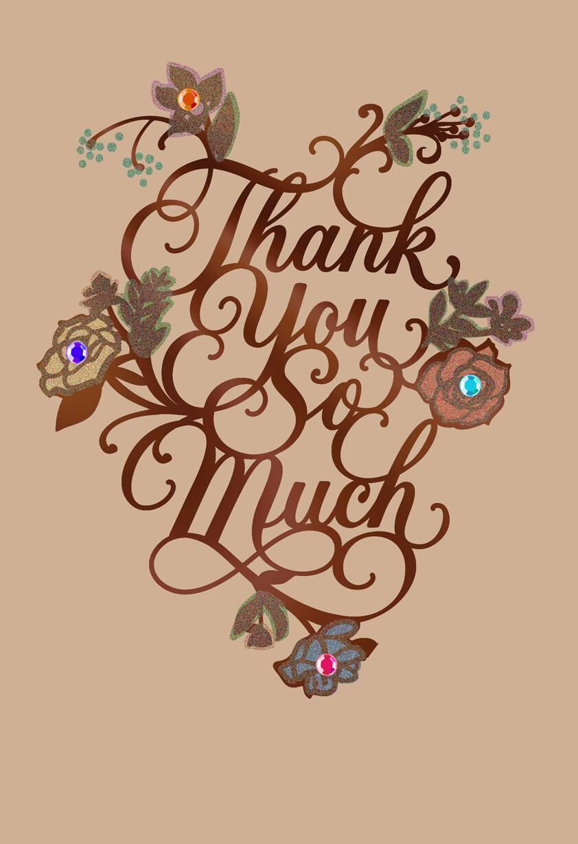 Laser-Cut Letters and Flowers Thank You Card