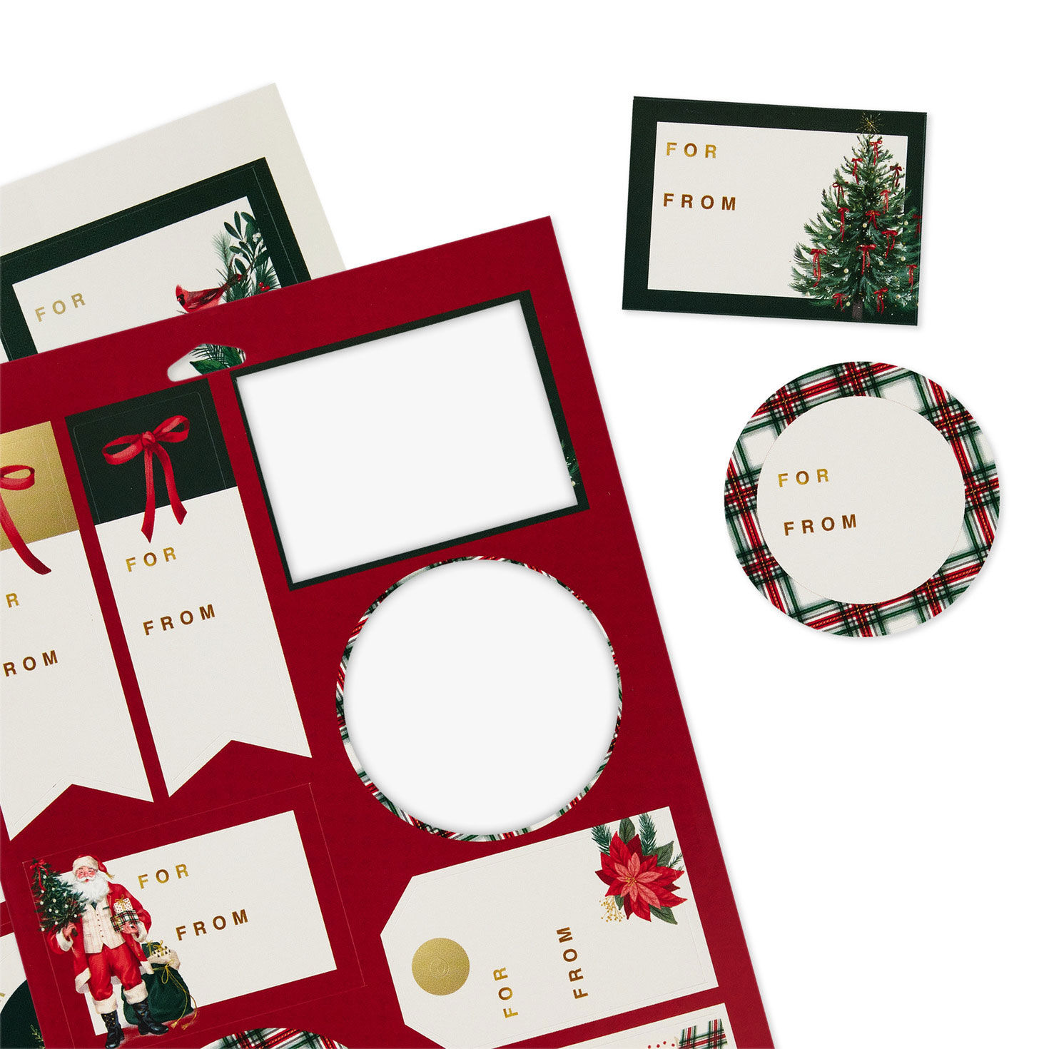 Plaid and Bows Holiday Gift Tag Sticker Seals upclose view image number 4